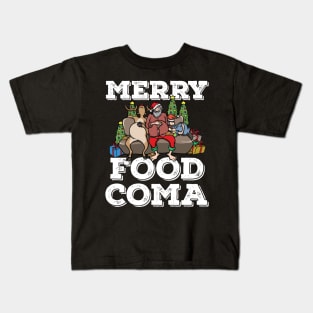 Foodie Gifts Food Coma Funny Christmas Pun Santa Claus Kids T-Shirt